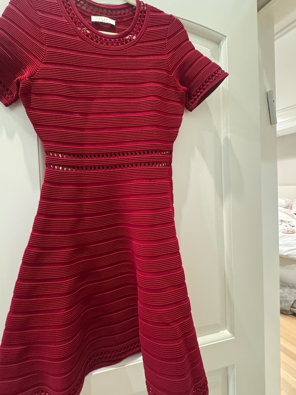 Sandro Burgundy Red Knit Fit-and-Flare Dress size 34 (xs)